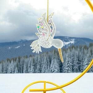 Vintage Hand Spun Glass Hummingbird Ornament 3.5" Original Box